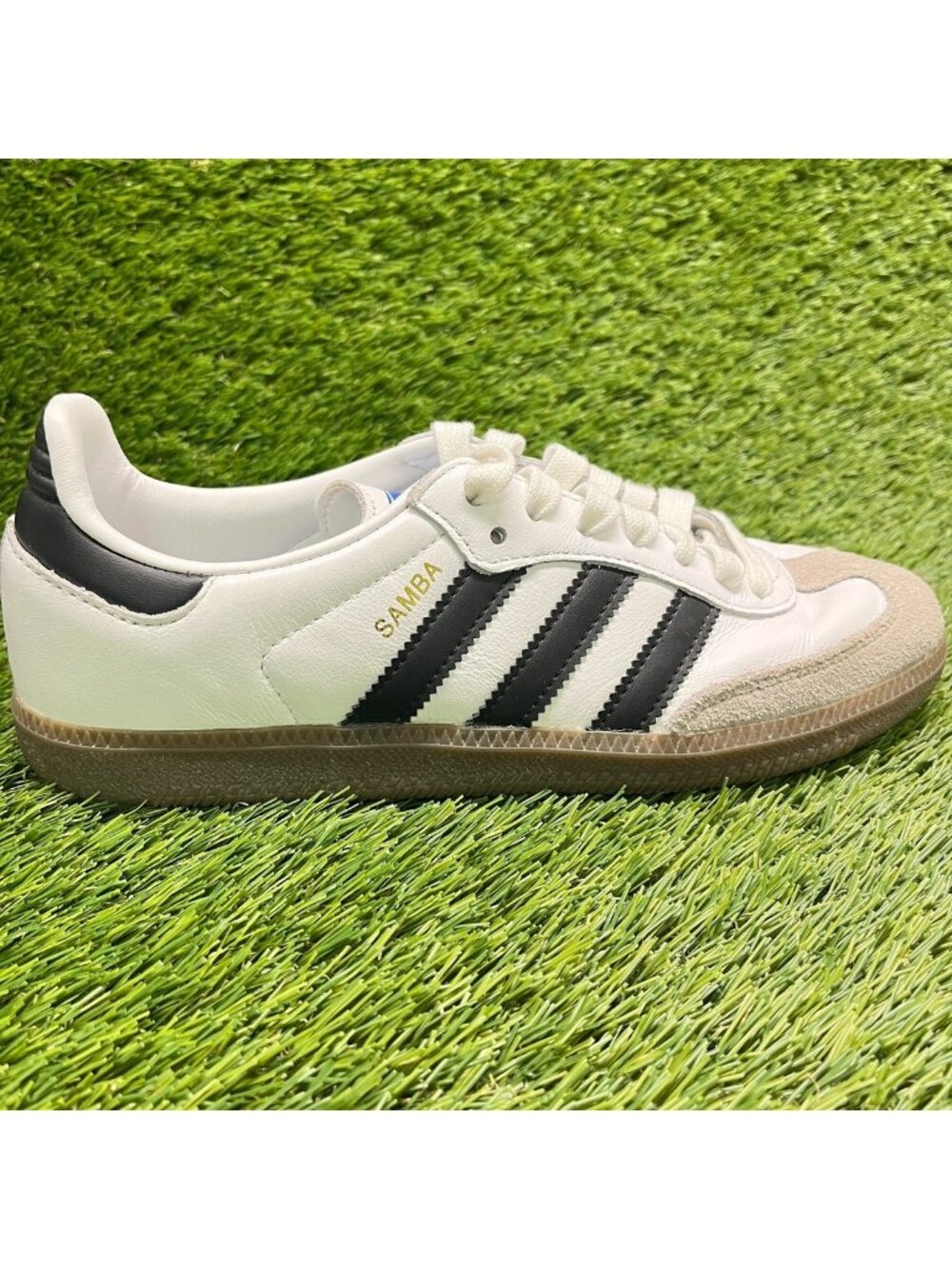 Adidas Samba OG Mens Size 7 White Black Gum Athletic Leather Shoes Sneakers